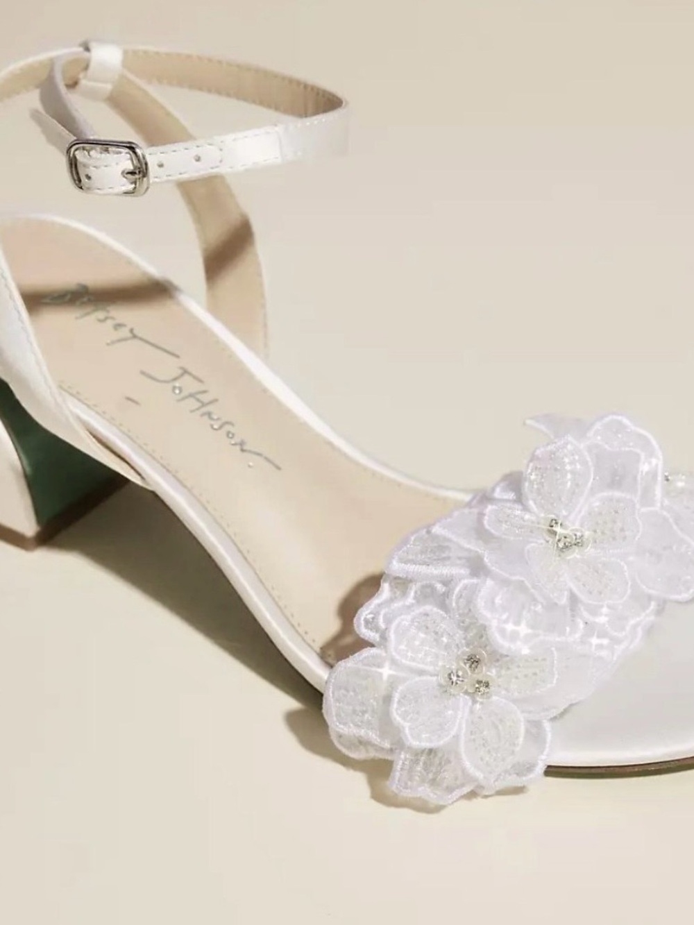 Betsey Johnson White Floral Ankle-Strap Sandals
